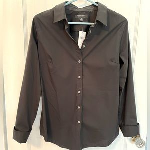 Black Riley tailored button shirt